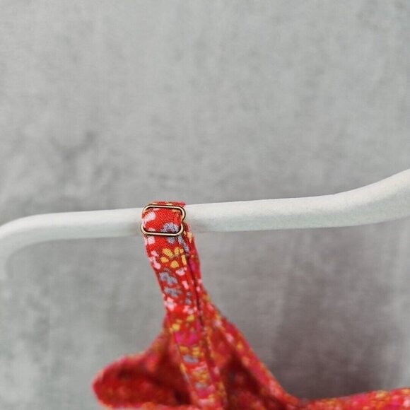 O'Neill Crop Top Womens Size M Orange Floral Ruched Front V-Neck Viscose Tank - Picture 9 of 9